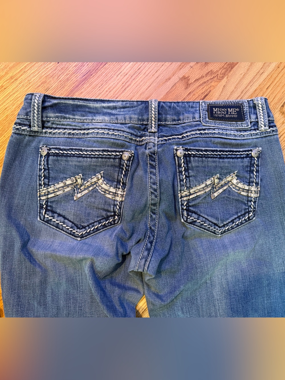 Miss Me Blue Embroidered Back Pocket Boot Cut Jeans